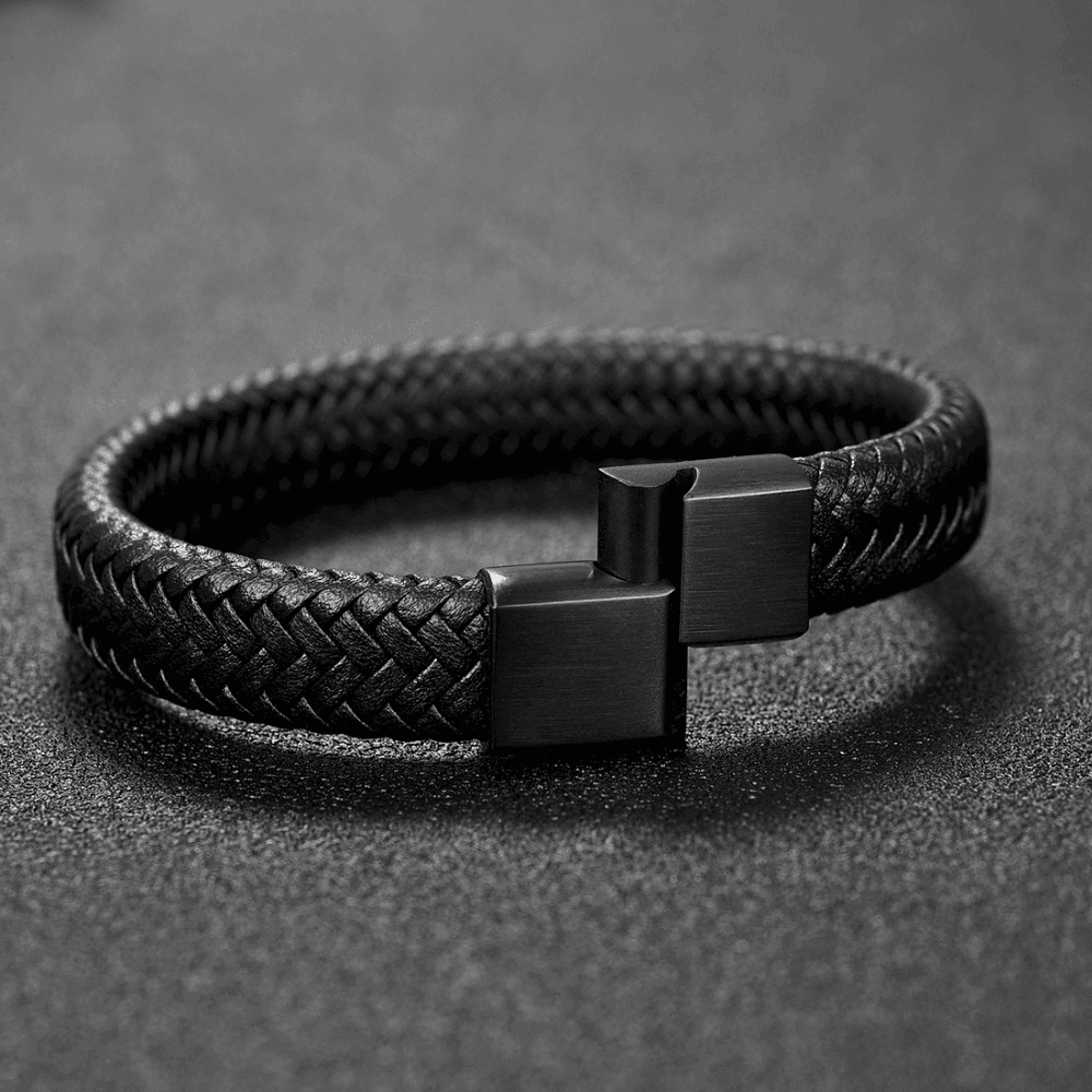 Pulseira Masculina de Couro Black Style - Male Life