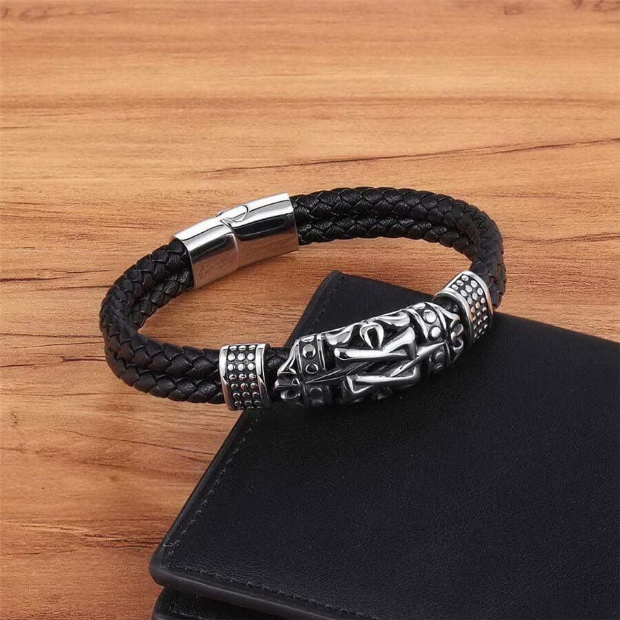 pulseira totem veneziano, pulseira de couro masculina grossa, pulseira masculina de couro, pulseira de couro masculina, malelife